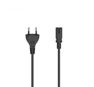 Hama Mains Cable, Euro Plug - 2-Pin Socket (Double Groove)