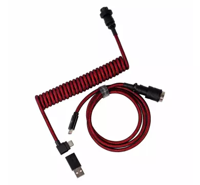Keychron Premium Angled Red Coiled Aviator Custom USB Cable