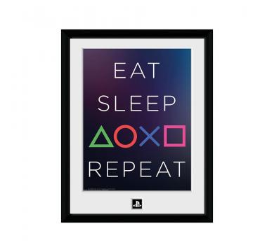 GBEYE PLAYSTATION - Framed print "Eat Sleep Repeat"