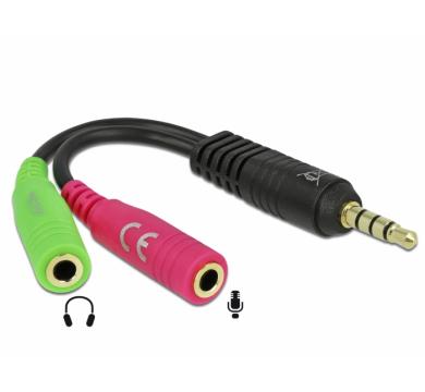 Delock Headset Adapter 1 x 3.5 mm 4 pin Stereo jack male > 2 x 3.5 mm 3 pin Stereo jack female