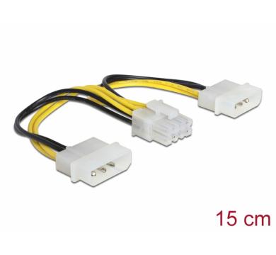 Delock Power cable 2 x 4 pin Molex male > 8 pin EPS male