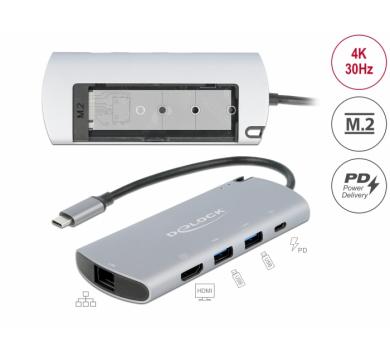 Delock USB Type-C Docking Station with M.2 Slot - 4K HDMI / USB / LAN / PD 3.0