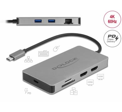Delock USB Type-C Docking Station 4K - Dual HDMI MST / USB 3.2 / SD / LAN / PD 3.0