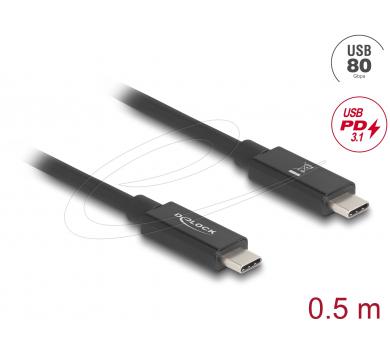 Delock USB 80 Gbps Cable USB Type-C male to male 16K 60 Hz PD 3.1 240 W E-Marker