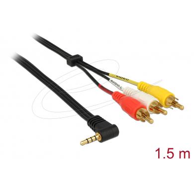 Delock Cable Stereo jack 3.5 mm 4 pin male angled > 3 x RCA male
