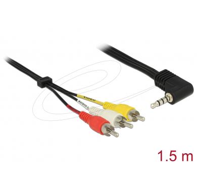 Delock Cable Stereo jack 3.5 mm 4 pin male angled > 3 x RCA male
