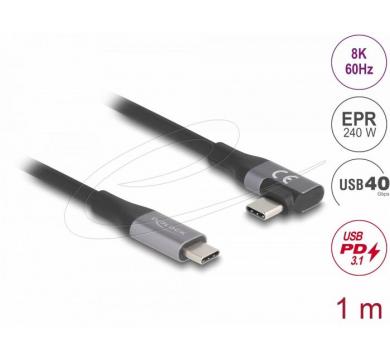 Delock USB 40 Gbps cable angled left / right USB PD 3.1 Extended Power Range 240 W