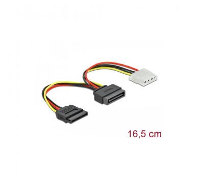Delock Cable Power SATA 15 pin male to Molex 4 pin female + SATA 15 pin female