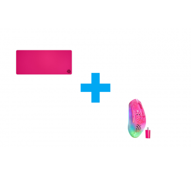 SteelSeries Aerox 3 Wireless Gen 2 - Magenta Haze + SteelSeries QcK Heavy XXL - Magenta