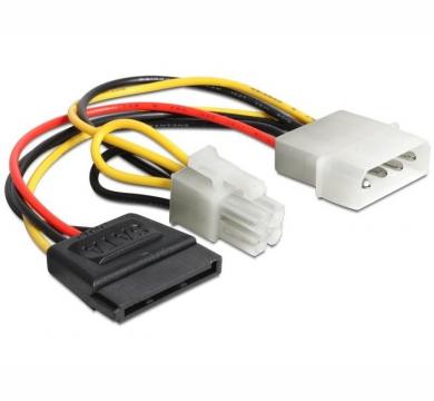 DeLock Power Molex 4 pin to SATA 15 pin женско + P4