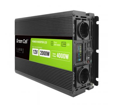 Green Cell PowerInverter LCD 12 V 2000 W/4000 W Pure sine wave inverter