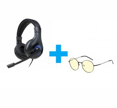 Nacon Bigben PS5 Official Headset V1 Black + Gunnar Ellipse (Onyx, Amber, Gunnar-Focus)